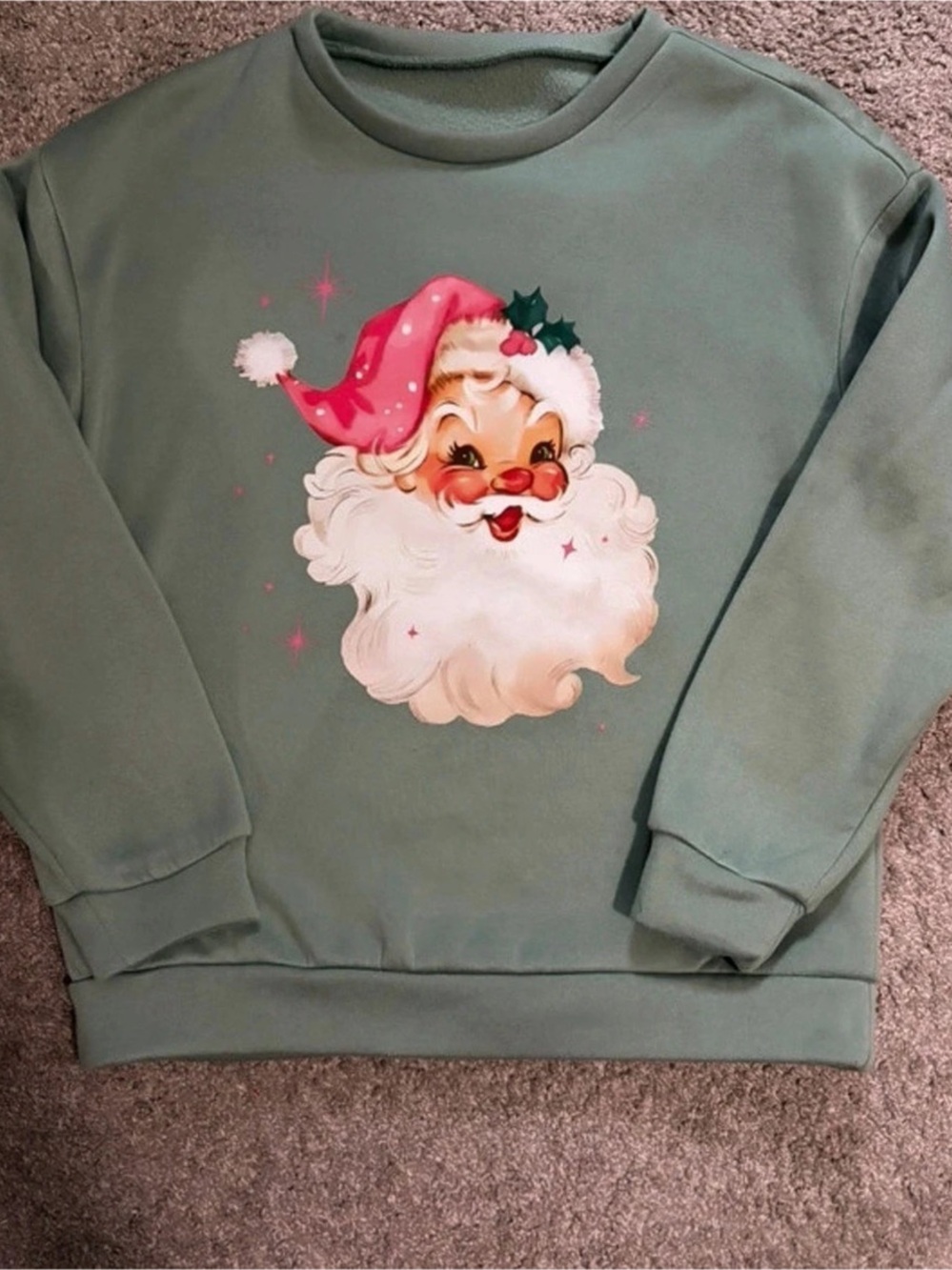 Santa Graphic Sweatshirt in Green
